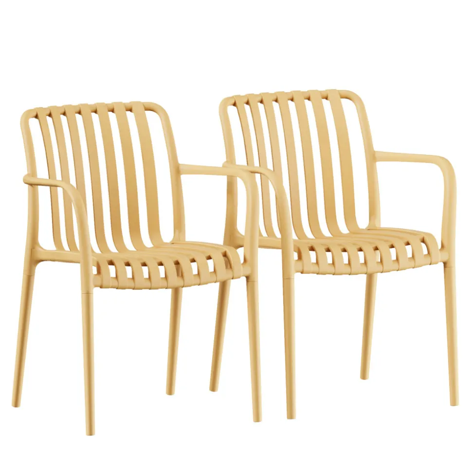 BRANO Lot de 2 fauteuils de jardin en résine