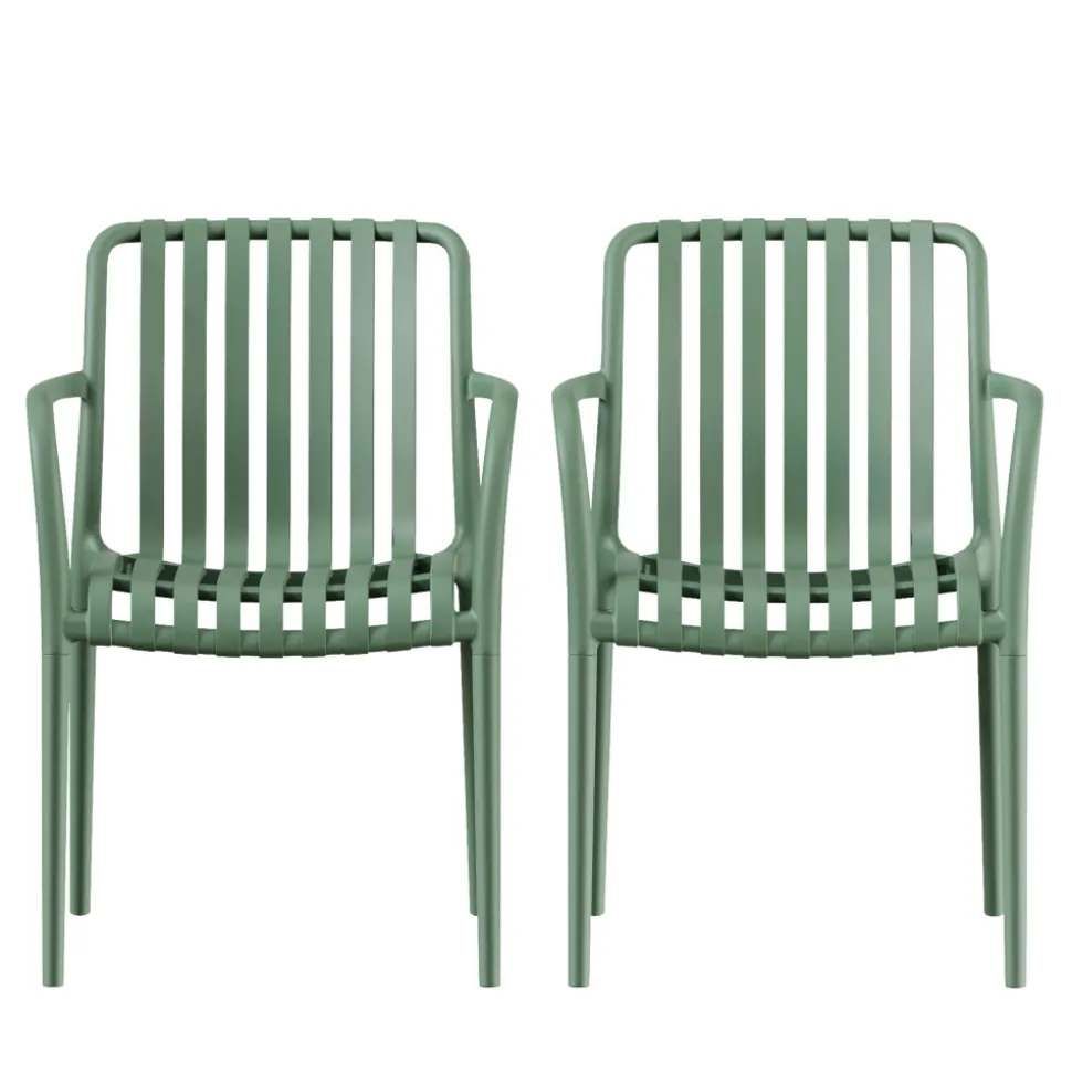 BRANO Lot de 2 fauteuils de jardin en résine
