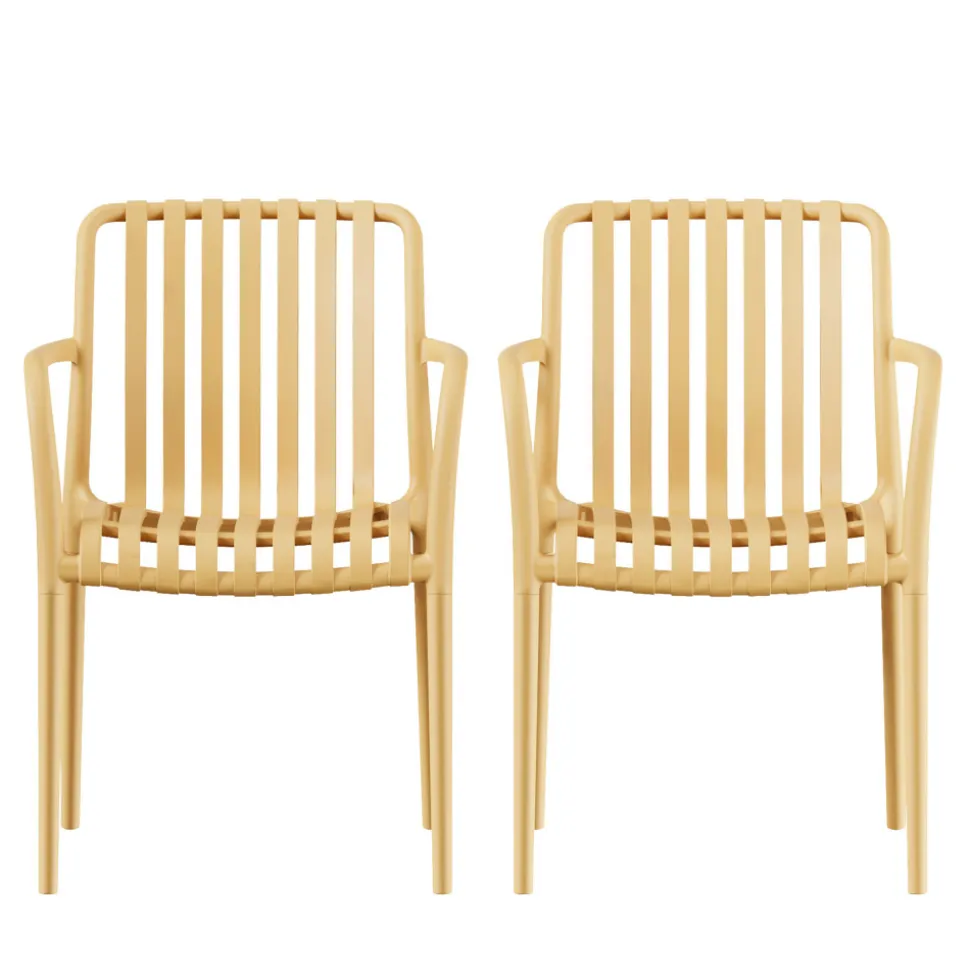 BRANO Lot de 2 fauteuils de jardin en résine