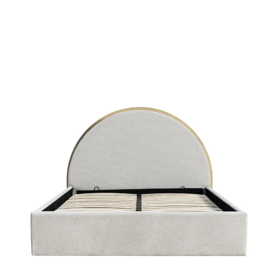 BRIE Lit coffre en tissu avec rangements intégrés 140x190cm