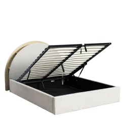 BRIE Lit coffre en tissu avec rangements intégrés 140x190cm