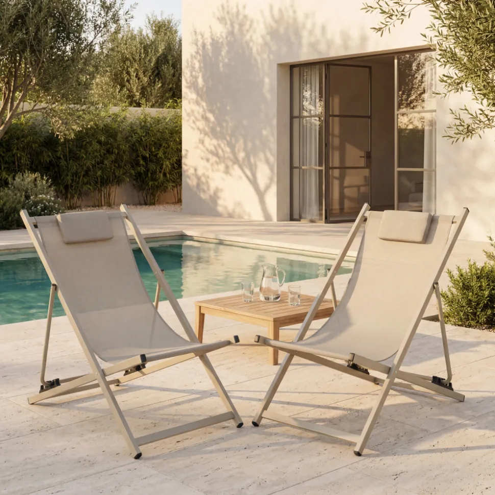 BRISA Lot de 2 chiliennes en aluminium