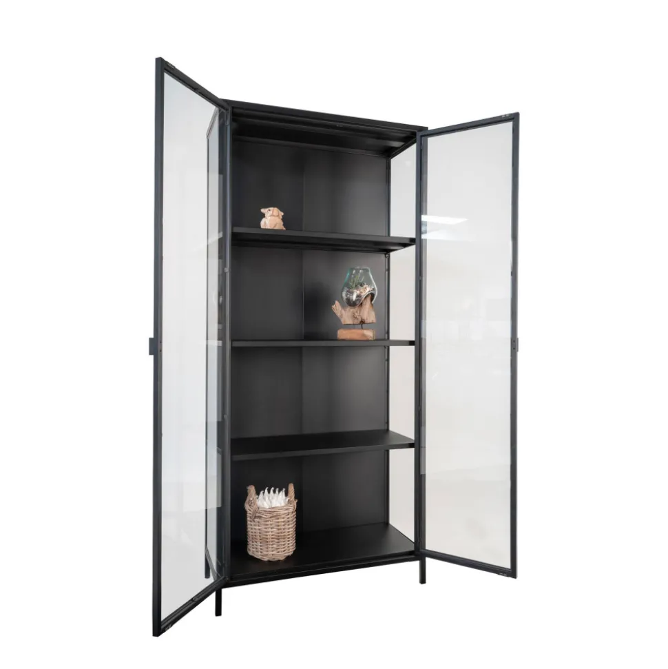 BRISBANE Vaisselier en verre et métal H175cm