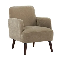BROOKS Fauteuil rétro en tissu chenille pieds bois foncé
