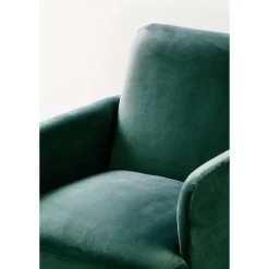 BROOKS Fauteuil rétro en velours pieds bois foncé
