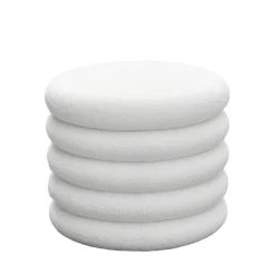 BUBBLE Lot de 2 poufs coffres ronds en tissu bouclette ø47cm