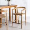 BURI Lot de 2 fauteuils de bar en teck et corde tressé H65cm