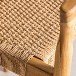 BURI Lot de 2 fauteuils de bar en teck et corde tressé H65cm