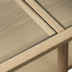CAHIR Table basse en verre trempé et bois 120x60cm