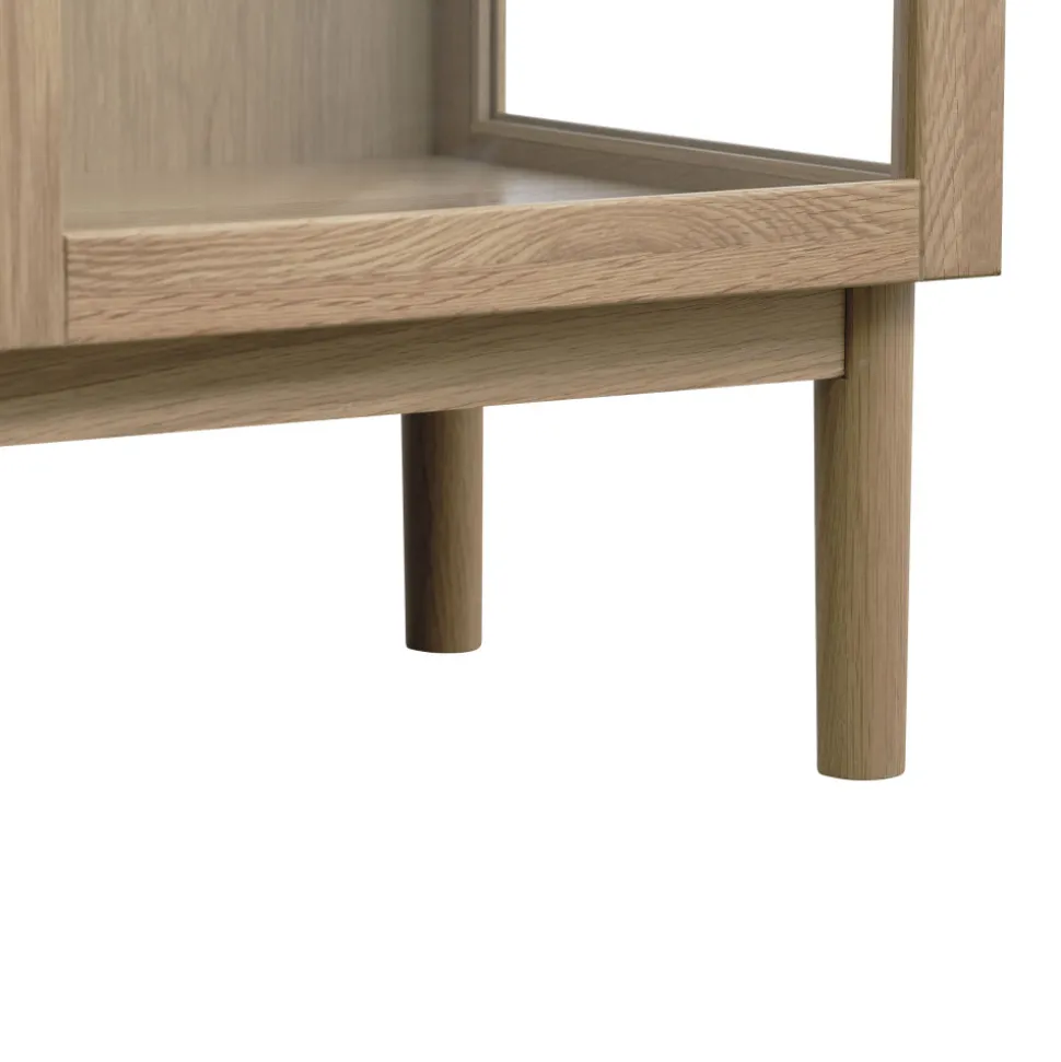 CAHIR Vitrine 2 portes en verre trempé et bois H140cm