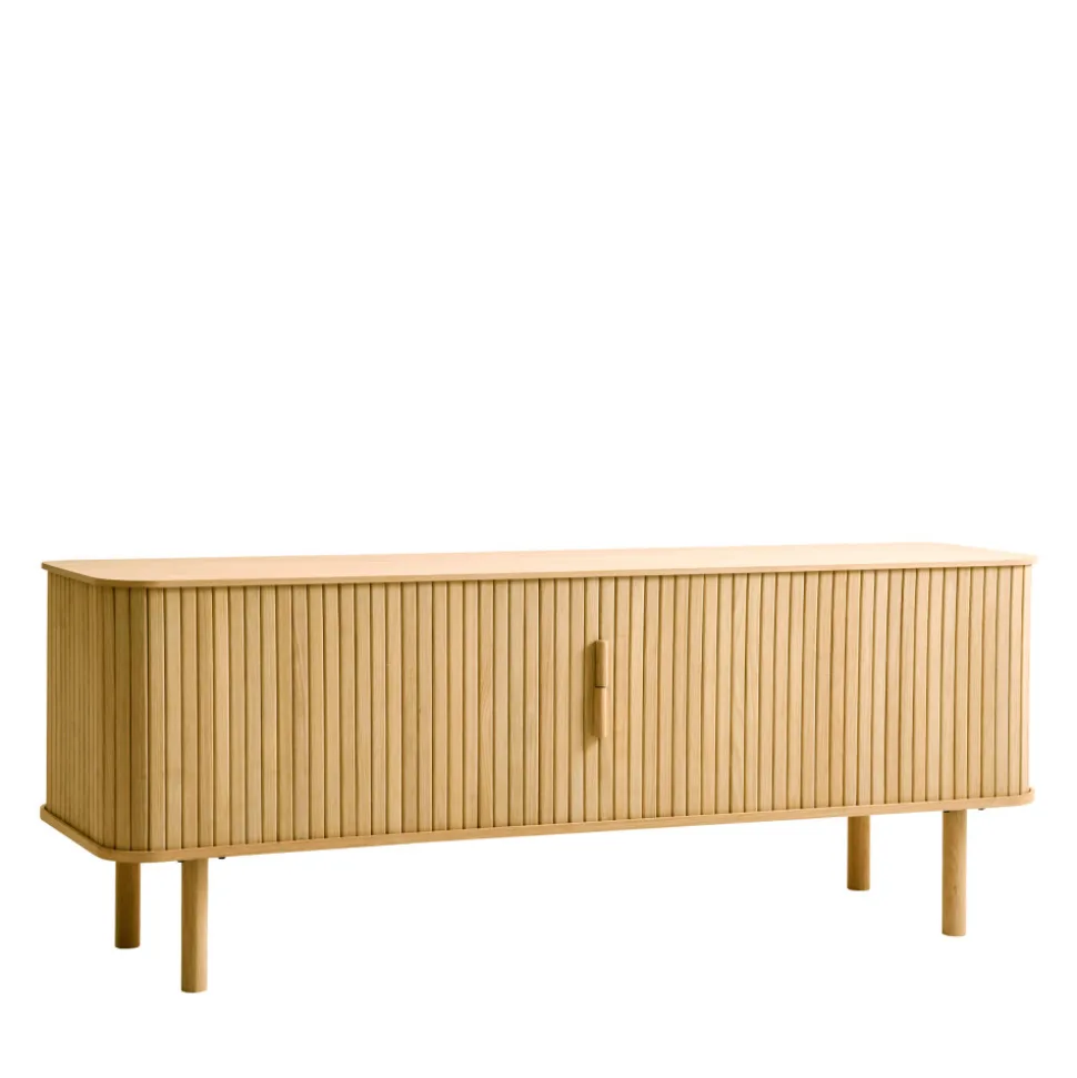 CALLAN Meuble TV aux portes coulissantes en bois strié L160cm
