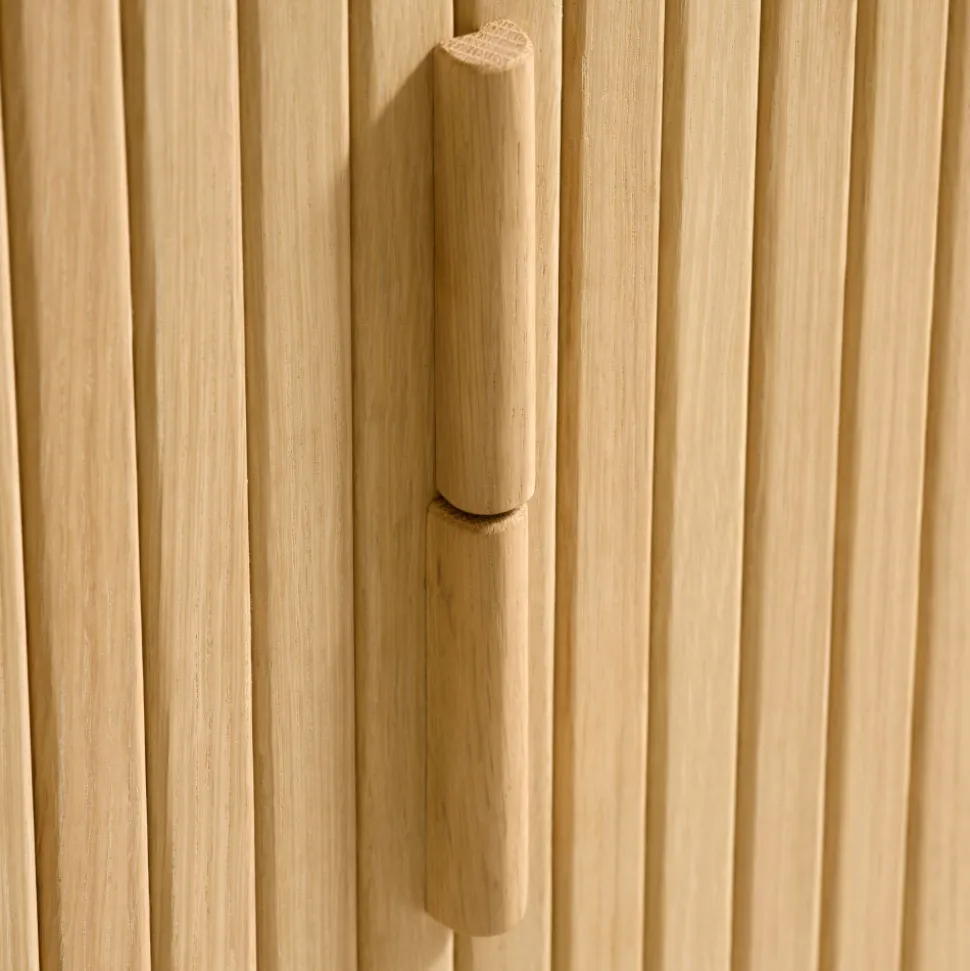 CALLAN Meuble TV aux portes coulissantes en bois strié L160cm