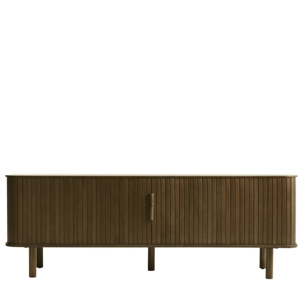 CALLAN Meuble TV aux portes coulissantes en bois strié L160cm