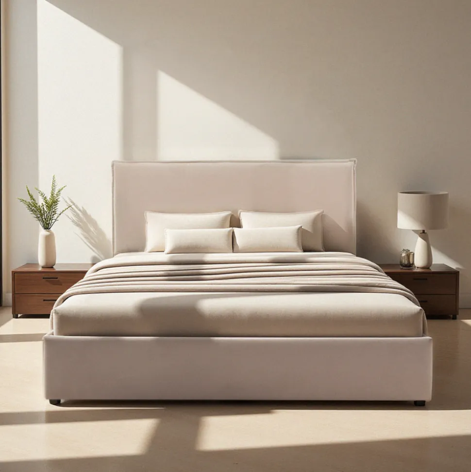 CAMA Lit coffre en velours côtelé 160x200cm