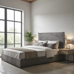 CAMA Lit coffre en velours côtelé 160x200cm