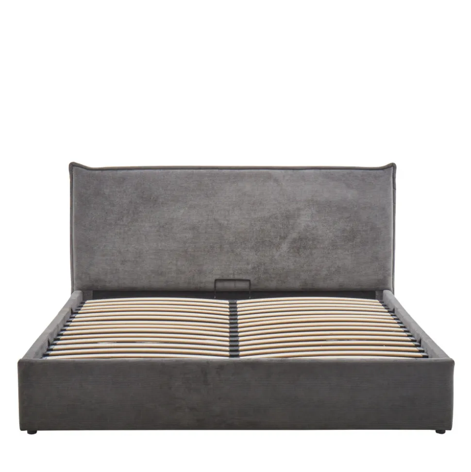 CAMA Lit coffre en velours côtelé 160x200cm