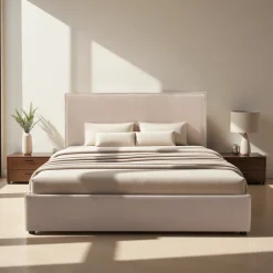 CAMA Lit coffre en velours côtelé 180x200cm