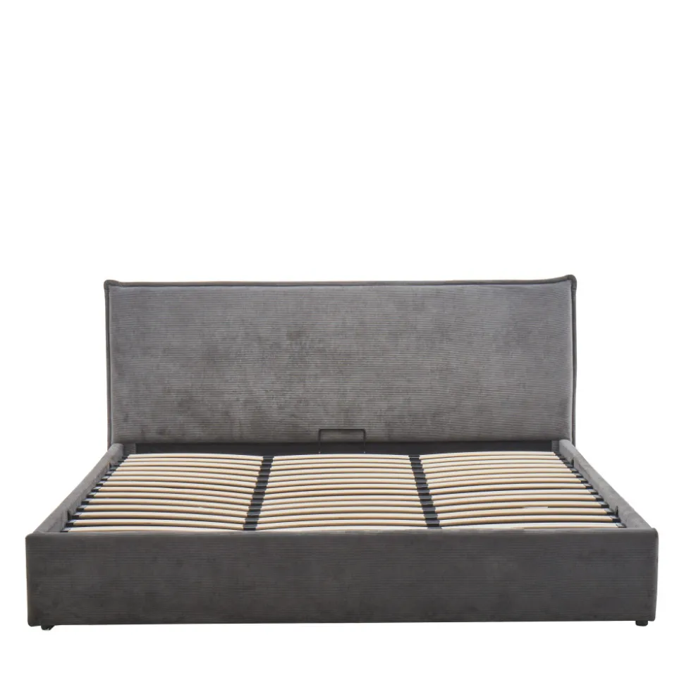 CAMA Lit coffre en velours côtelé 180x200cm