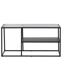 CAMPINAS Table basse 2 plateaux en verre et métal