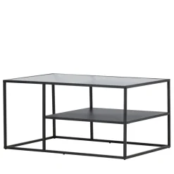 CAMPINAS Table basse 2 plateaux en verre et métal