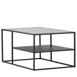 CAMPINAS Table basse 2 plateaux en verre et métal