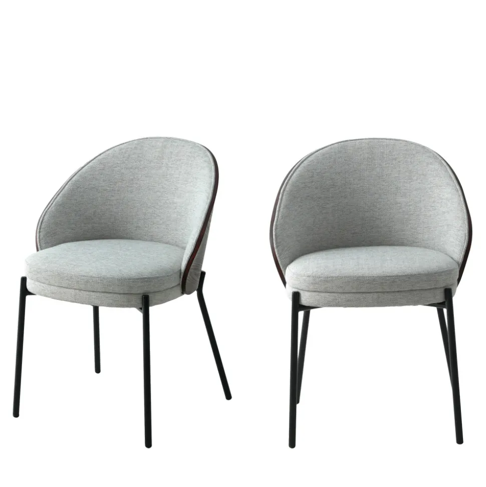 CANELAS Lot de 2 chaises en tissu et métal