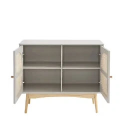 CANNO Buffet 2 portes en bois et cannage L90cm
