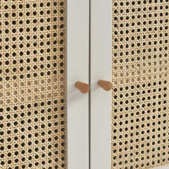 CANNO Buffet 2 portes en bois et cannage L90cm
