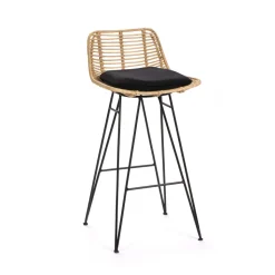 CAPURGANA Lot de 2 chaises de bar design en rotin H 67 cm