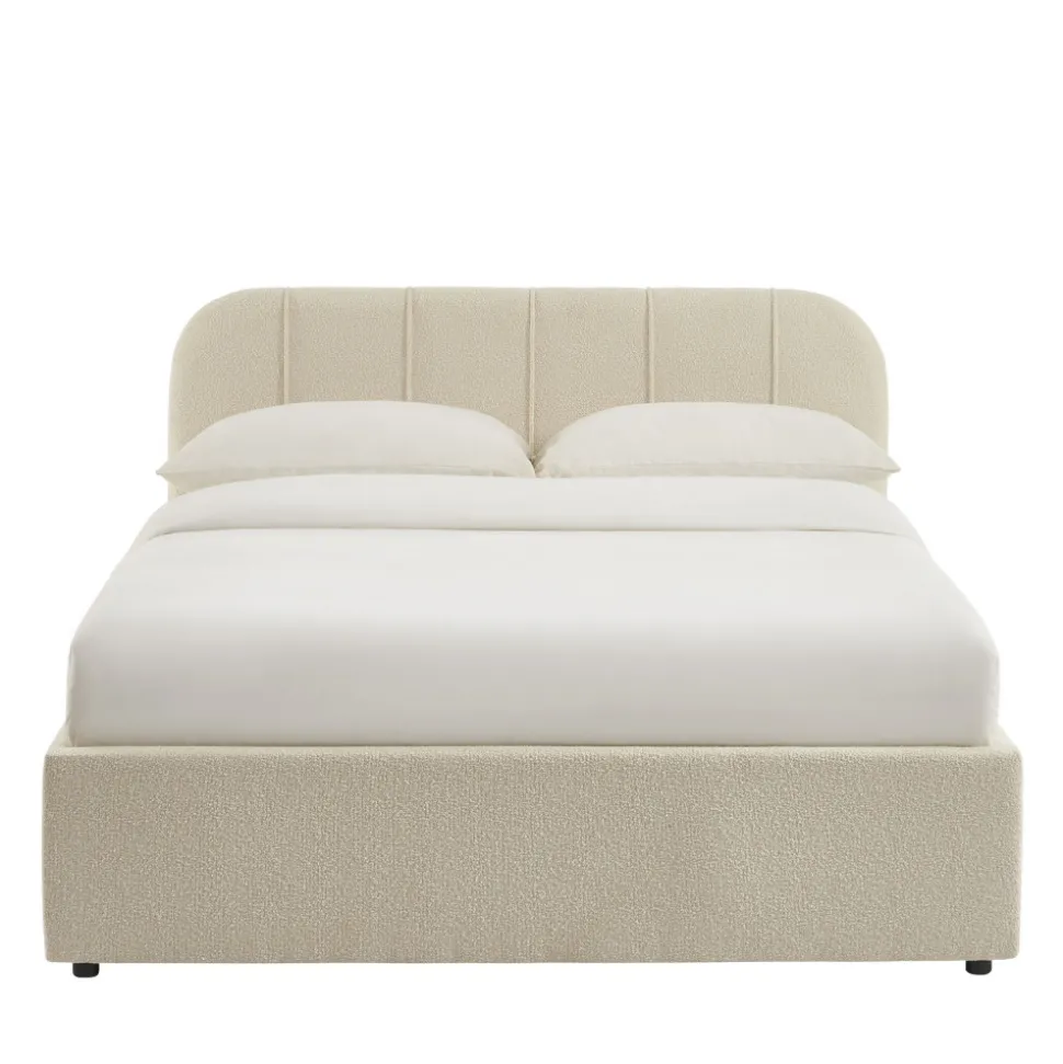 CARMEN Lit coffre en tissu chenille 140x190cm