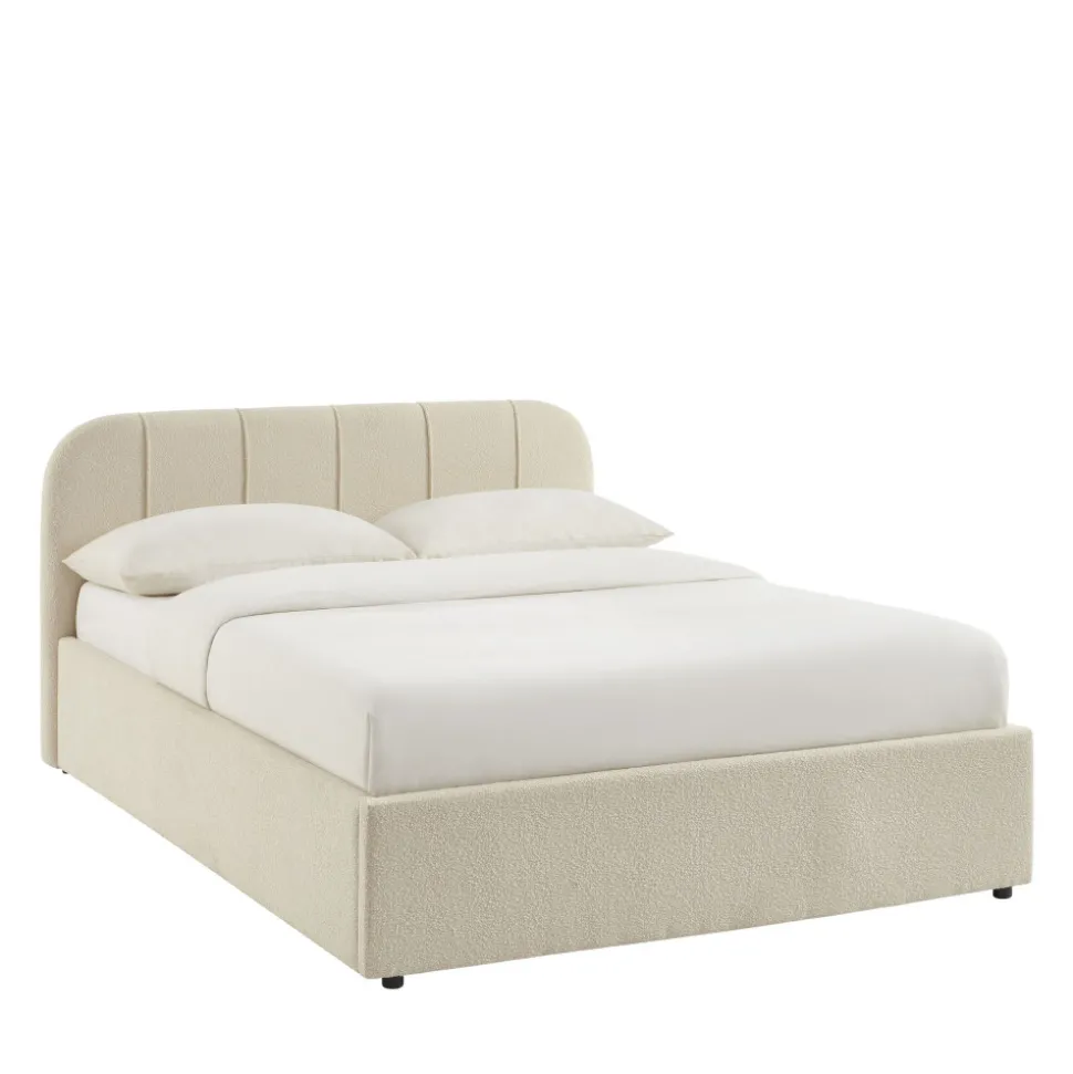 CARMEN Lit coffre en tissu chenille 140x190cm