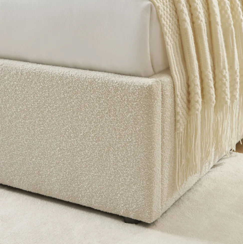 CARMEN Lit coffre en tissu chenille 140x190cm
