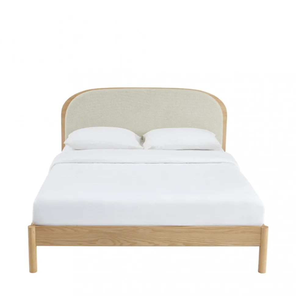 CARRIE Lit en tissu bouclette et bois 160x200cm
