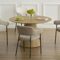 CELESTE Lot de 2 fauteuils de table en tissu et métal