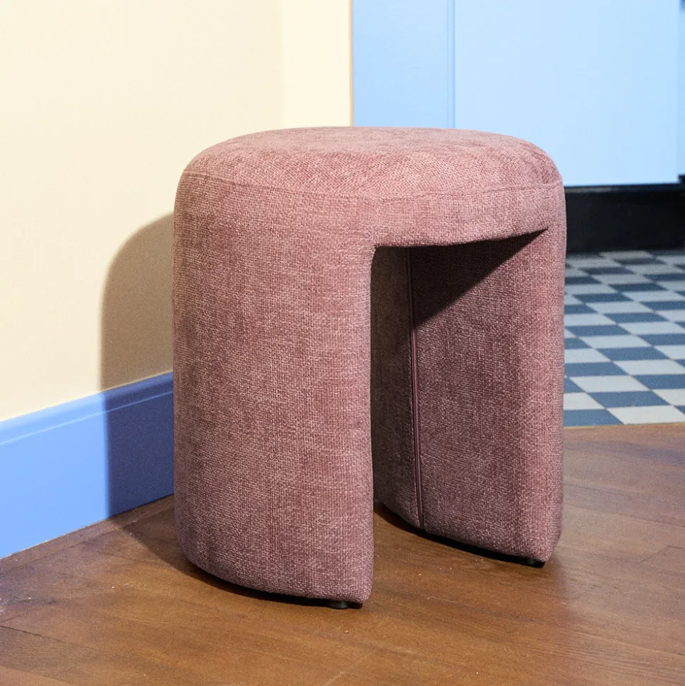 CHARLIE Pouf rond en tissu ø45cm