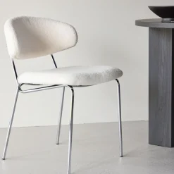 CHICO Lot de 2 chaises en tissu bouclette et métal