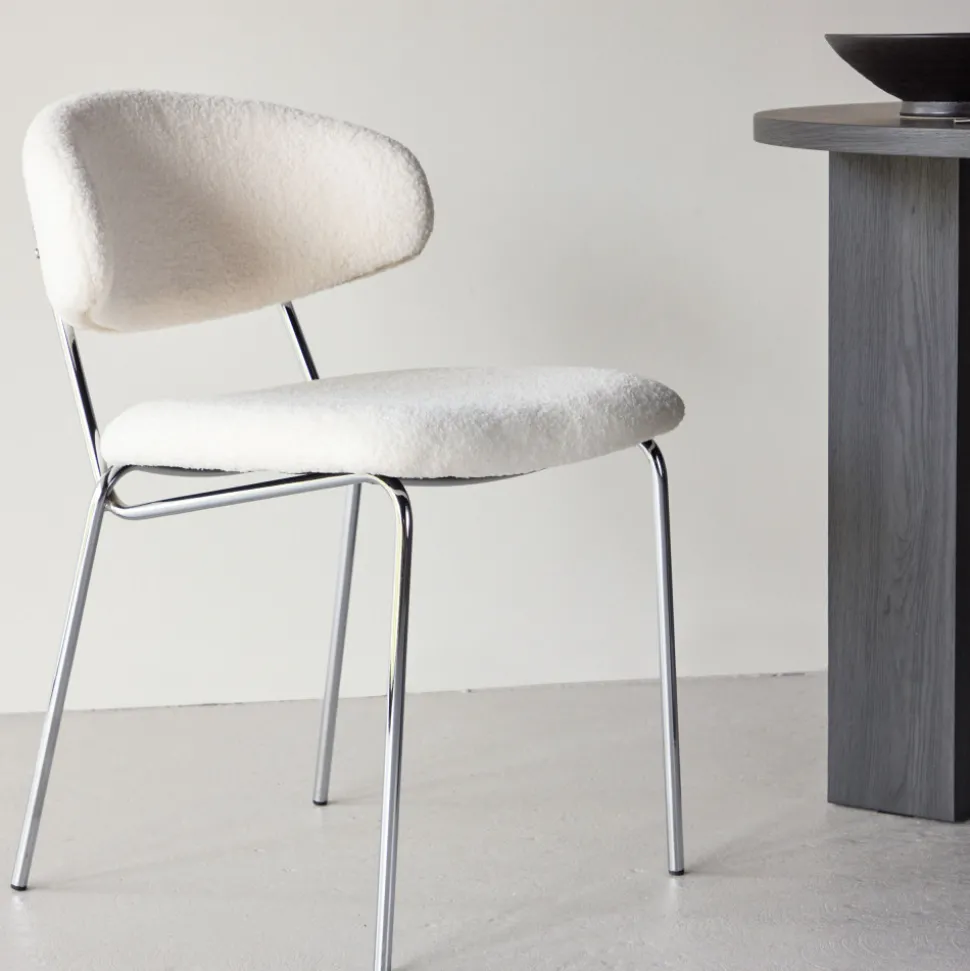 CHICO Lot de 2 chaises en tissu bouclette et métal