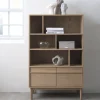 CLANE Bibliothèque 6 niches, 2 portes en bois H140cm