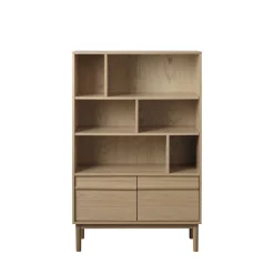 CLANE Bibliothèque 6 niches, 2 portes en bois H140cm