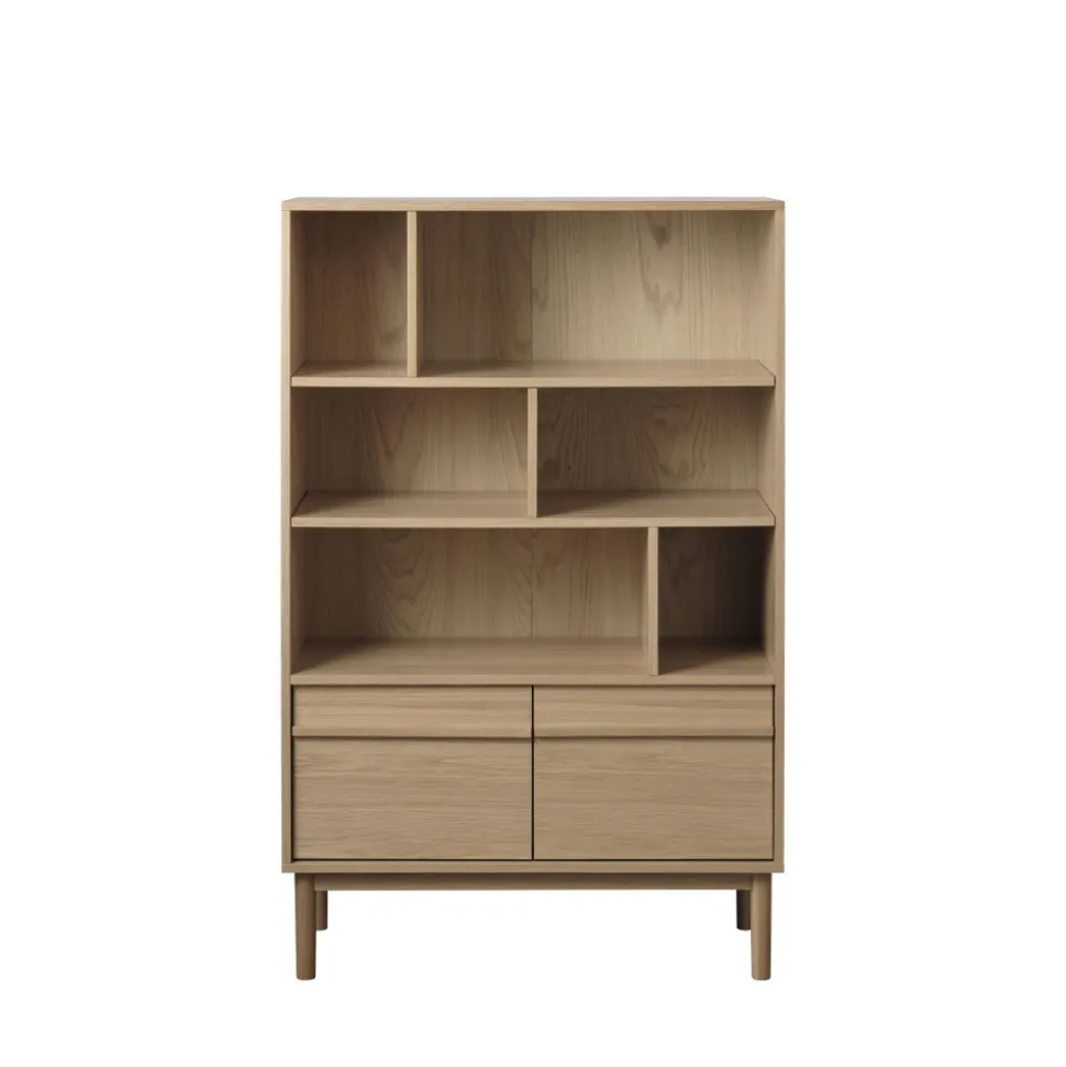CLANE Bibliothèque 6 niches, 2 portes en bois H140cm