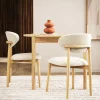 CLARA Lot de 2 chaises en tissu bouclette et bois