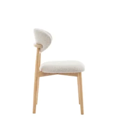 CLARA Lot de 2 chaises en tissu bouclette et bois