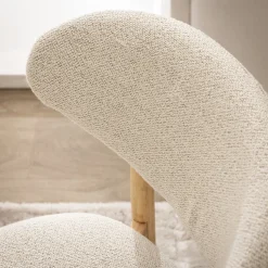 CLARA Lot de 2 chaises en tissu bouclette et bois