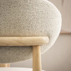 CLARA Lot de 2 chaises en tissu bouclette et bois