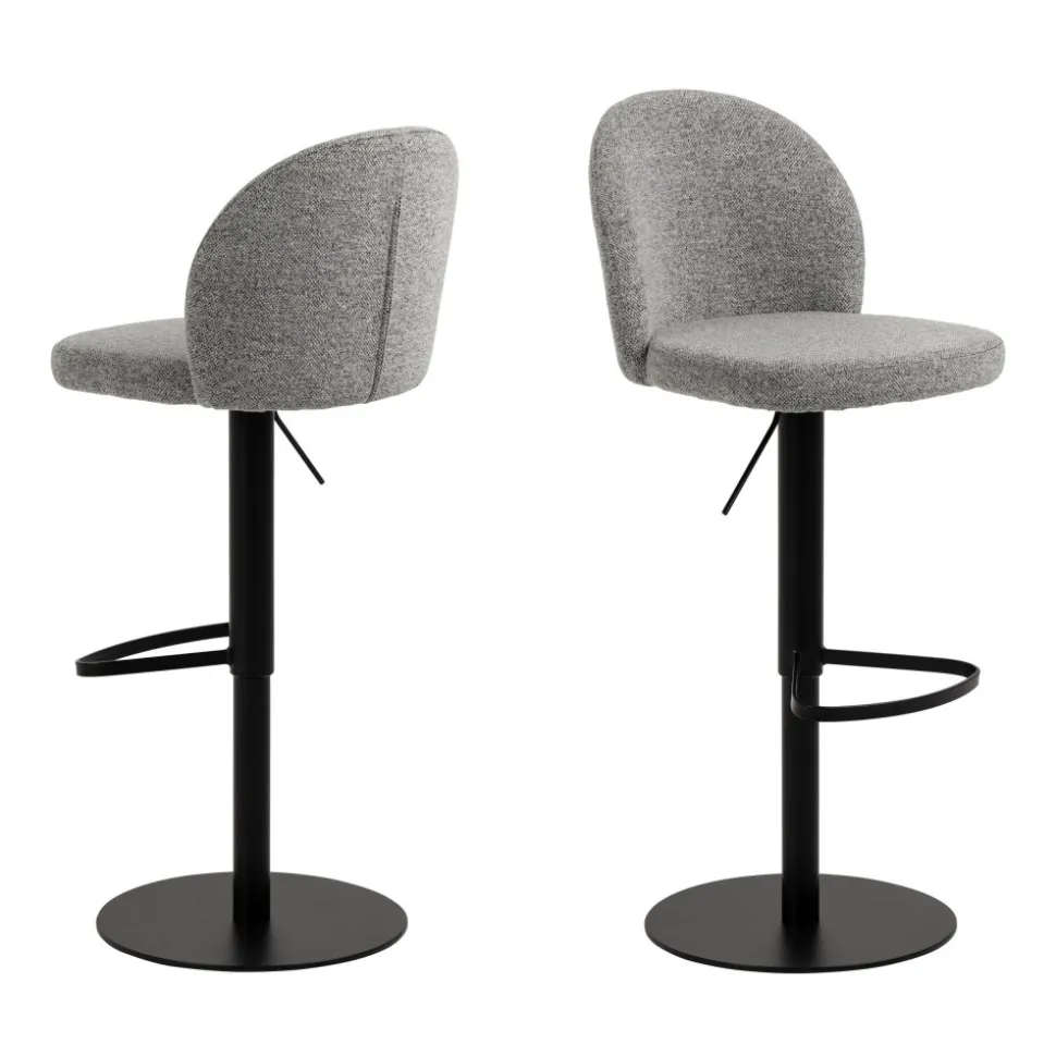 COLOBURA Tabouret de bar réglable en tissu et métal H55-80cm