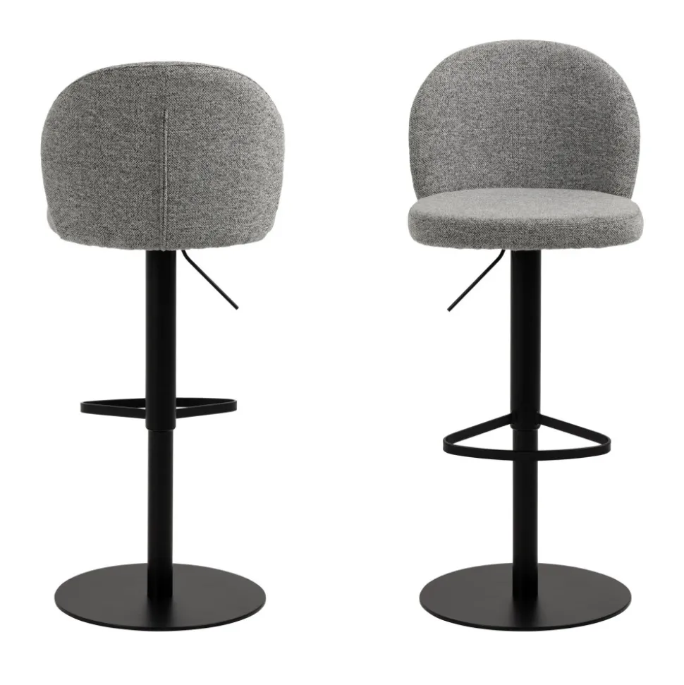 COLOBURA Tabouret de bar réglable en tissu et métal H55-80cm