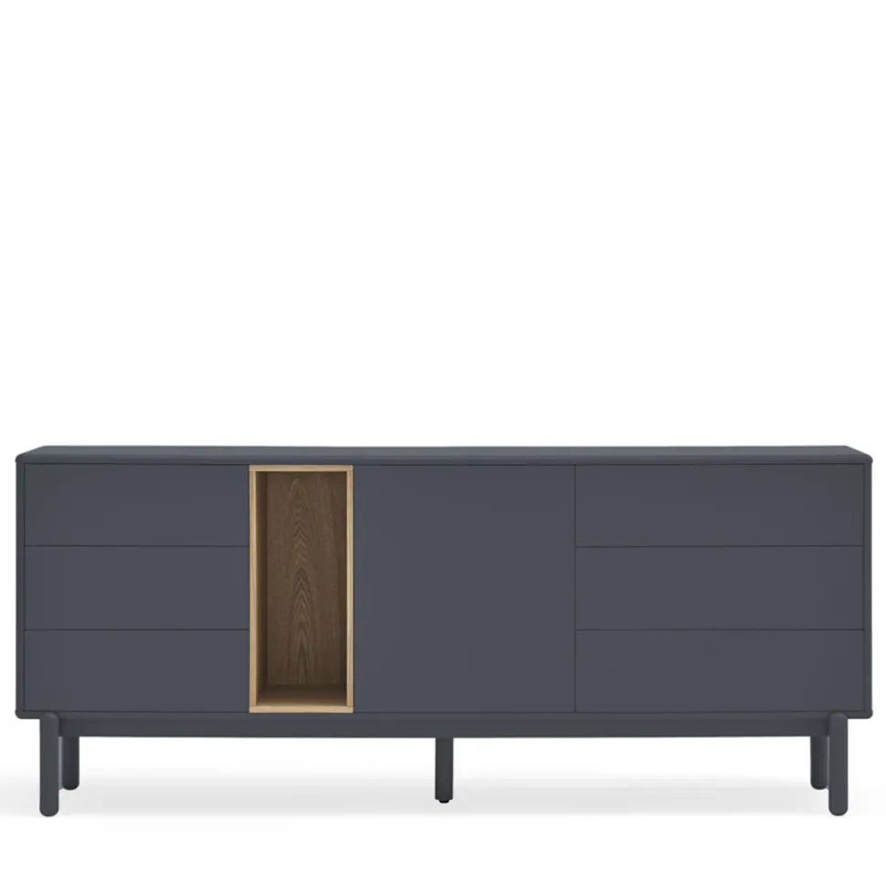CORVO Buffet 1 porte 6 tiroirs en bois L180cm