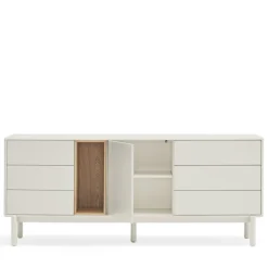 CORVO Buffet 1 porte 6 tiroirs en bois L180cm