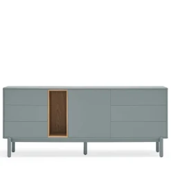 CORVO Buffet 1 porte 6 tiroirs en bois L180cm