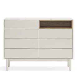 CORVO Commode 7 tiroirs 1 niche en bois L120xH90cm